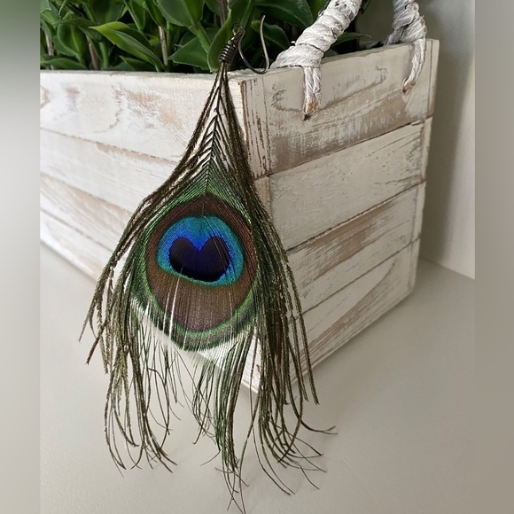 Peacock Feather Earring Blue & Green Approximately 5” Long ONLY ONE EARRING - Picture 1 of 12